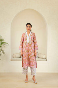Luxe Peach Serenity Cotton Premium Kurta Set