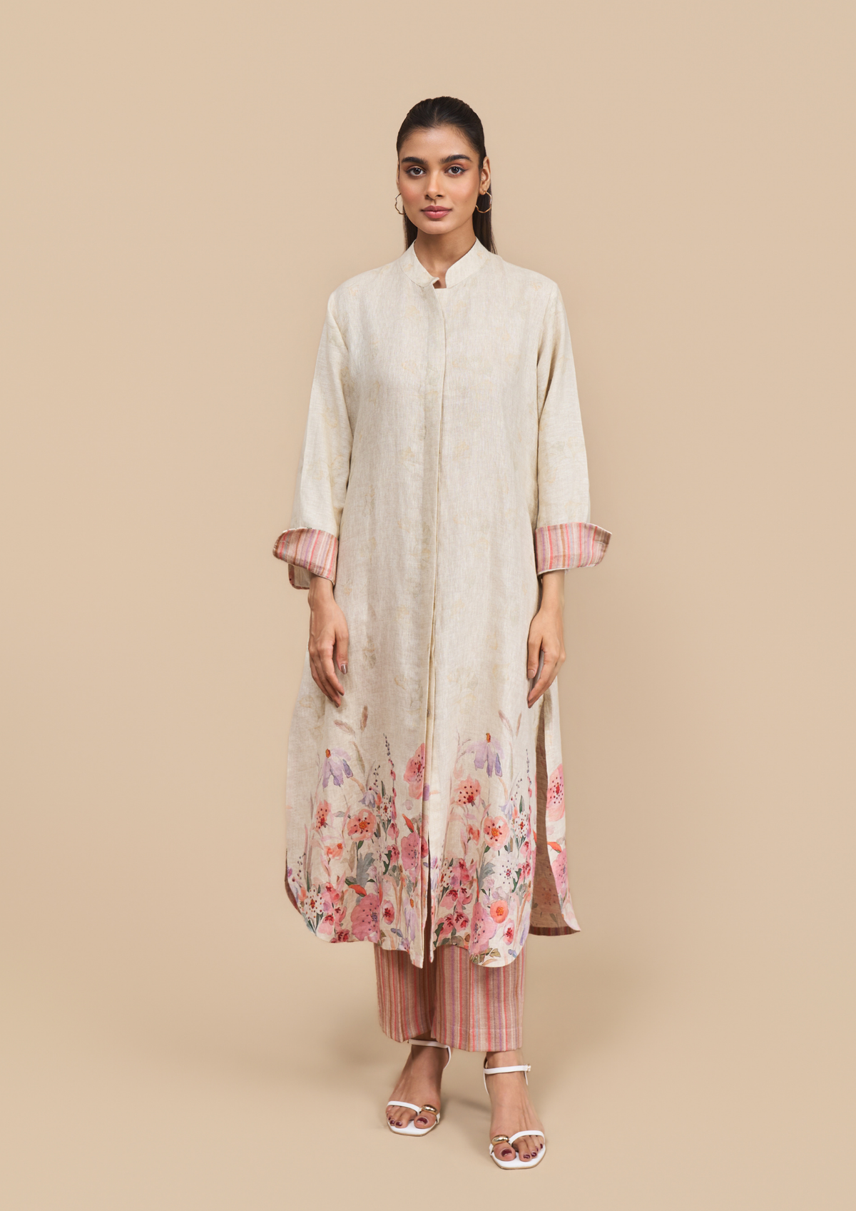 Naseebo Rosé Meadow Linen Kurta Set