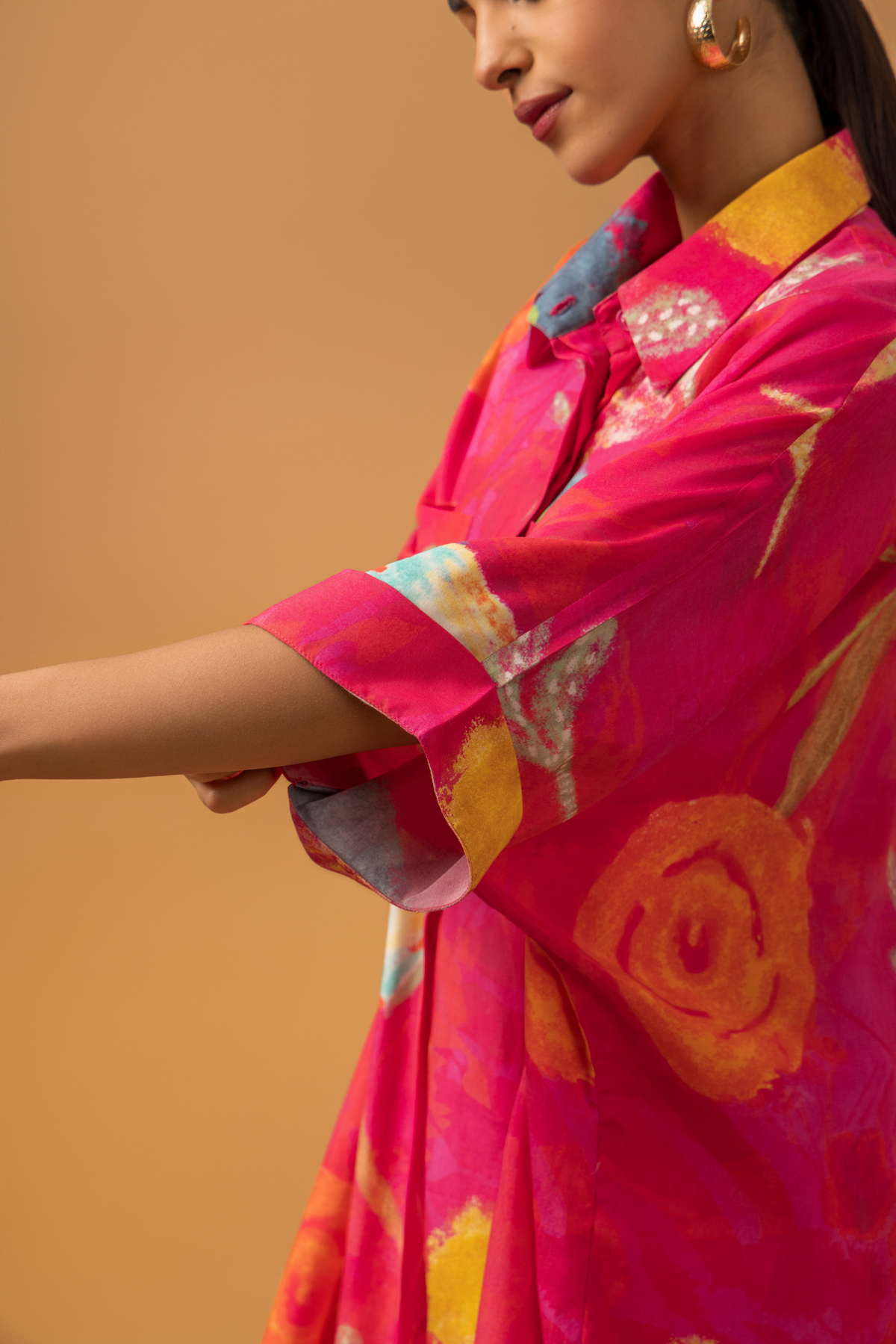 Naseebo Fuchsia Bloom Muslin Coord Set