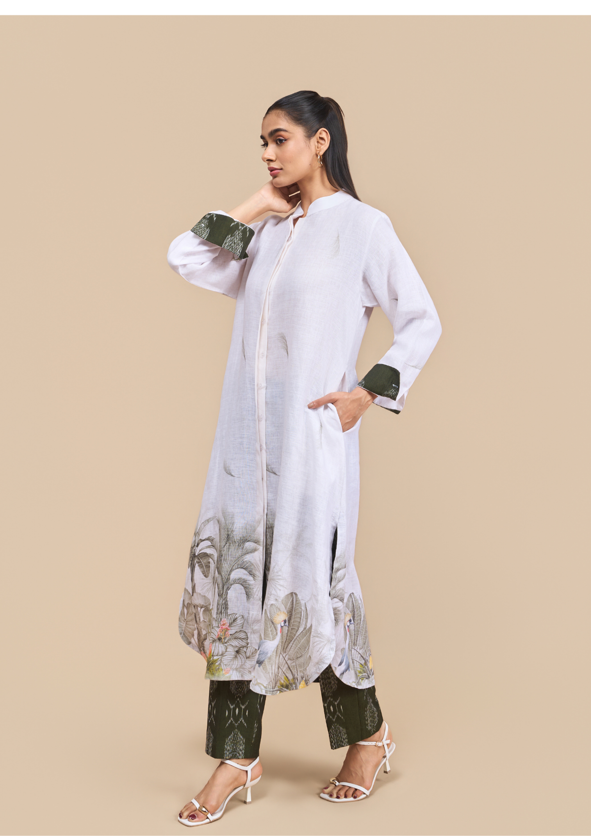 Naseebo Kely Midnight Garden Linen Kurta Set