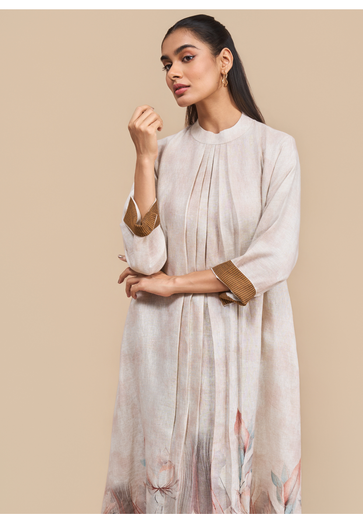 Naseebo Autumn Bloom Linen Kurta Set