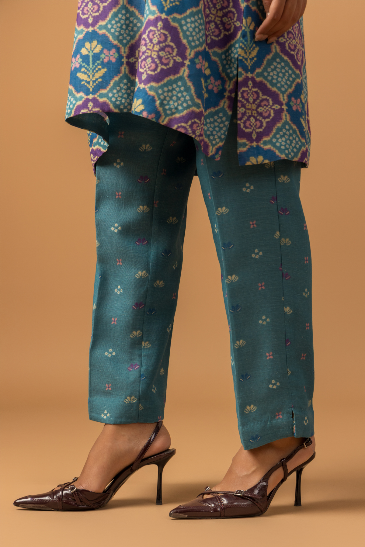 Naseebo Teal Medallion Linen Co-ord Set