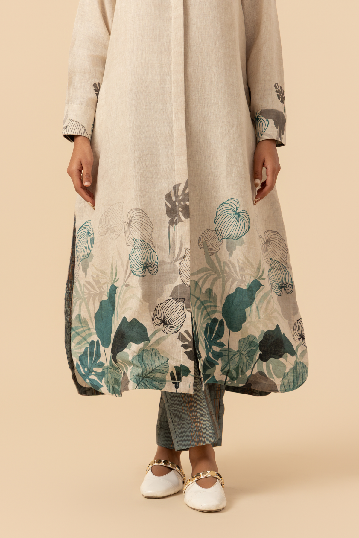 Naseebo Teal Bloom Linen Co-ord Set