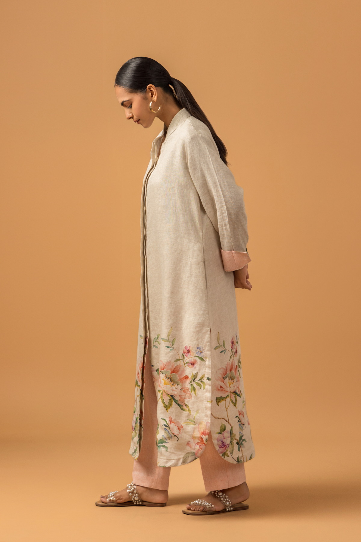 Naseebo Pearl Floral Trail Linen Co-ord Set