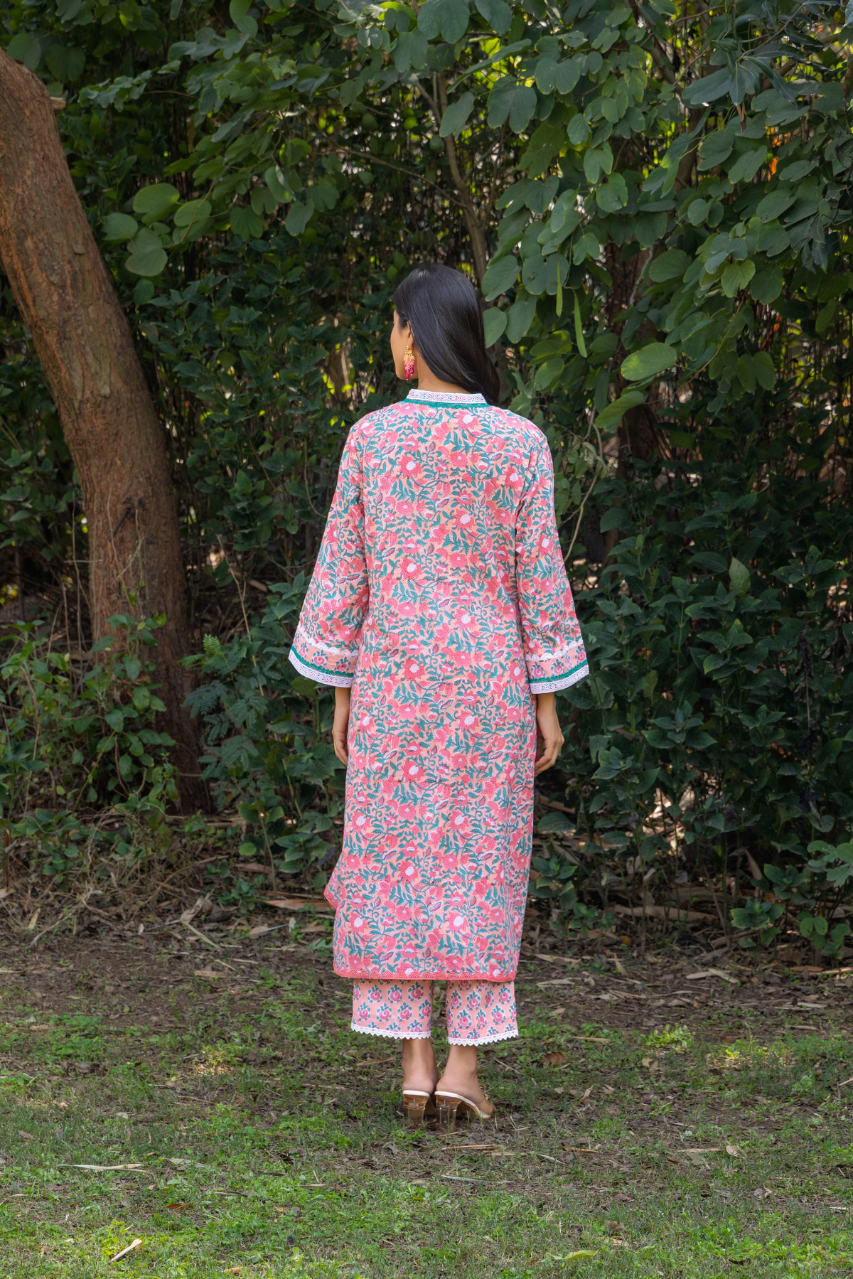 Naseebo Floral Charm Hand Block Printed Cotton Kurta Set