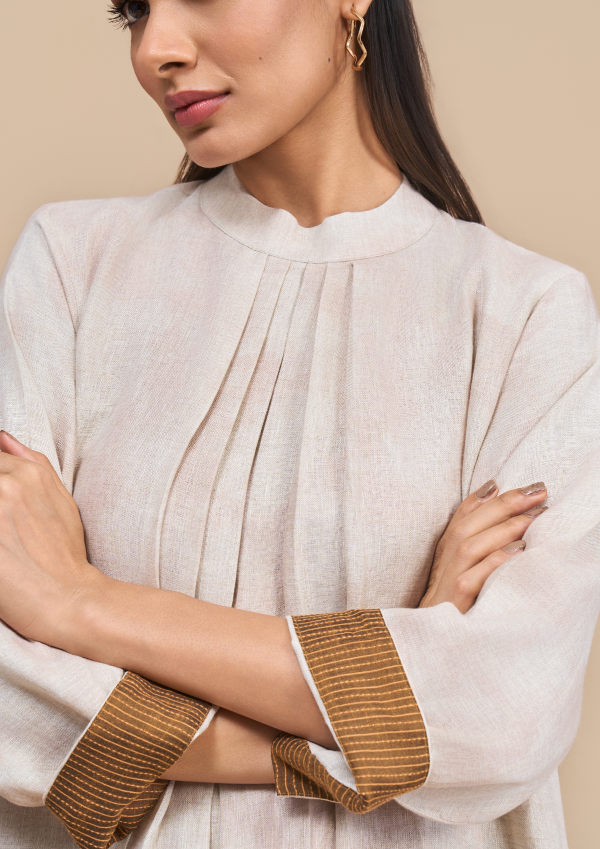 Naseebo Autumn Bloom Linen Kurta Set