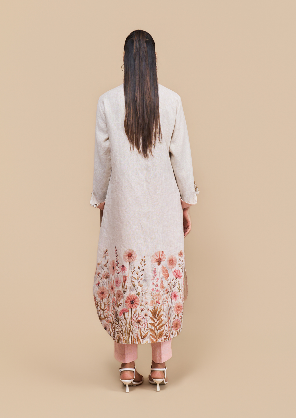 Naseebo Ellie Blush Floral Linen Kurta Set