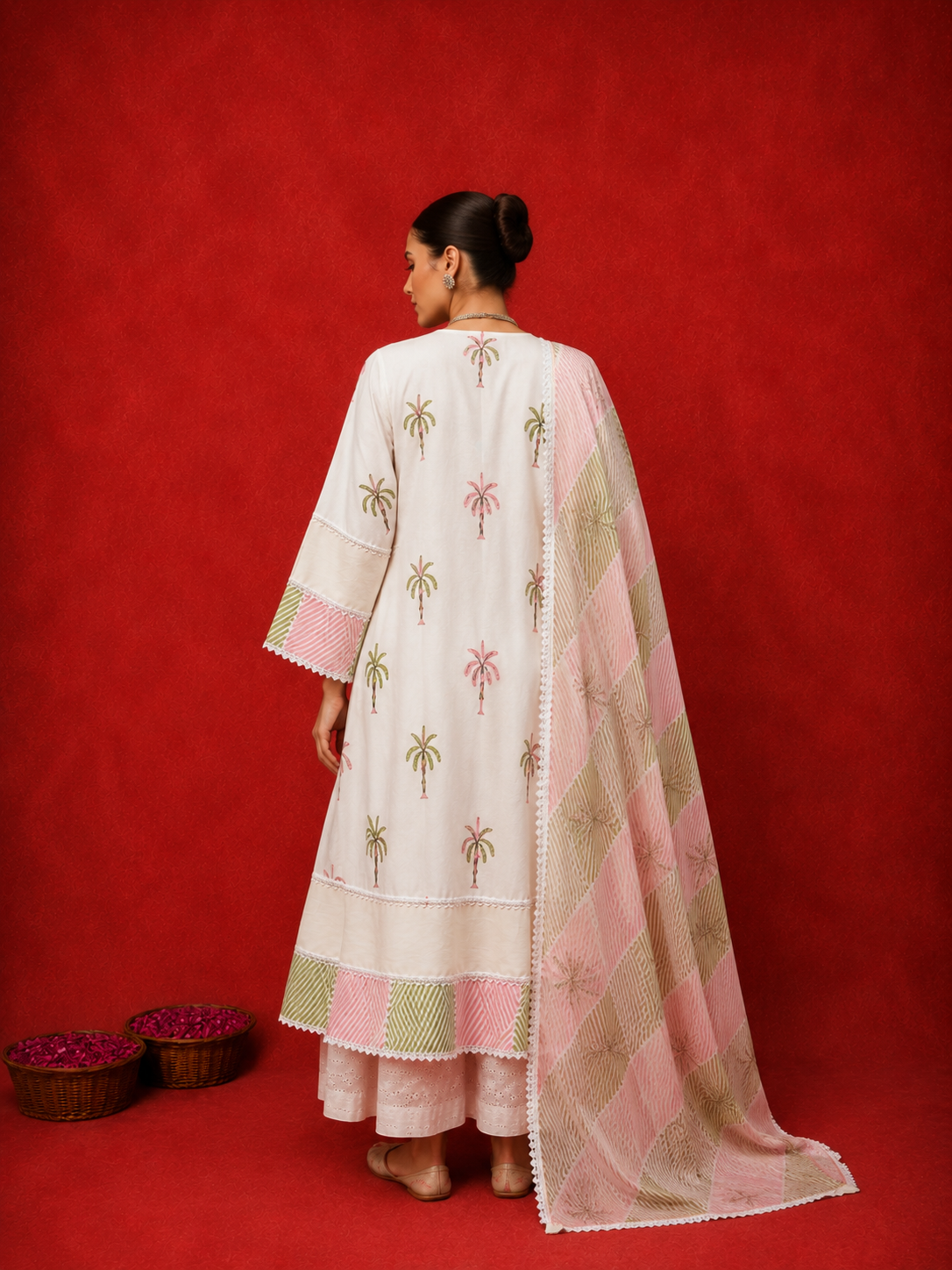 Naseebo Aabha Floral Block Printed Anarkali Kurta Set