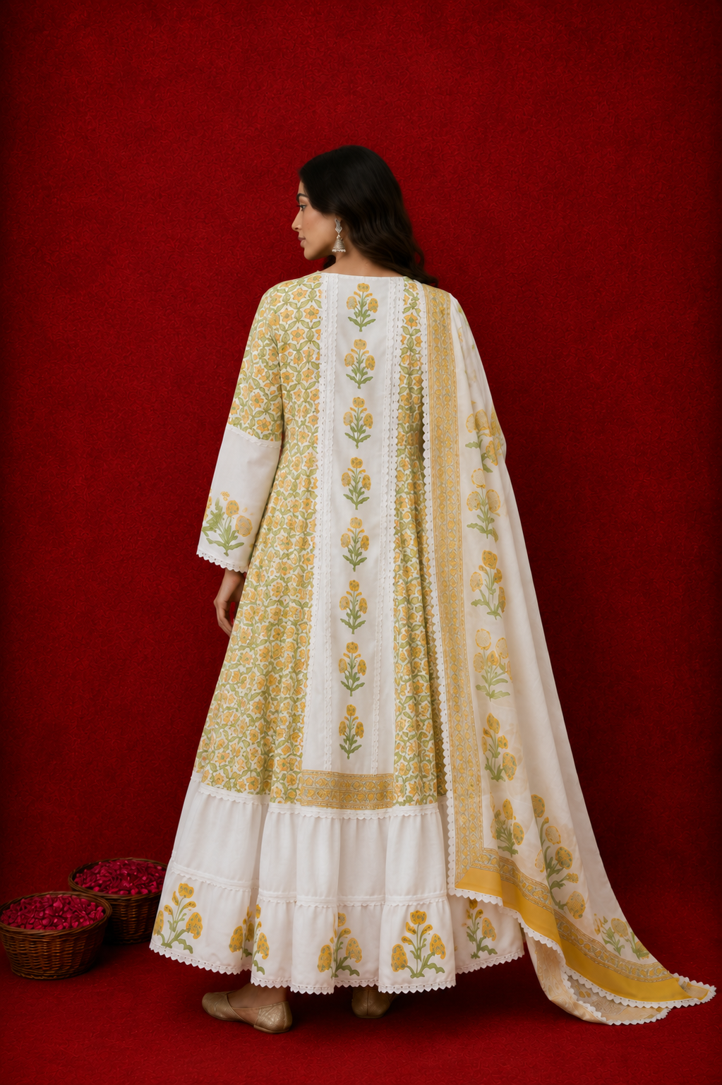 Naseebo Mehreen Block Printed Anarkali Kurta Set