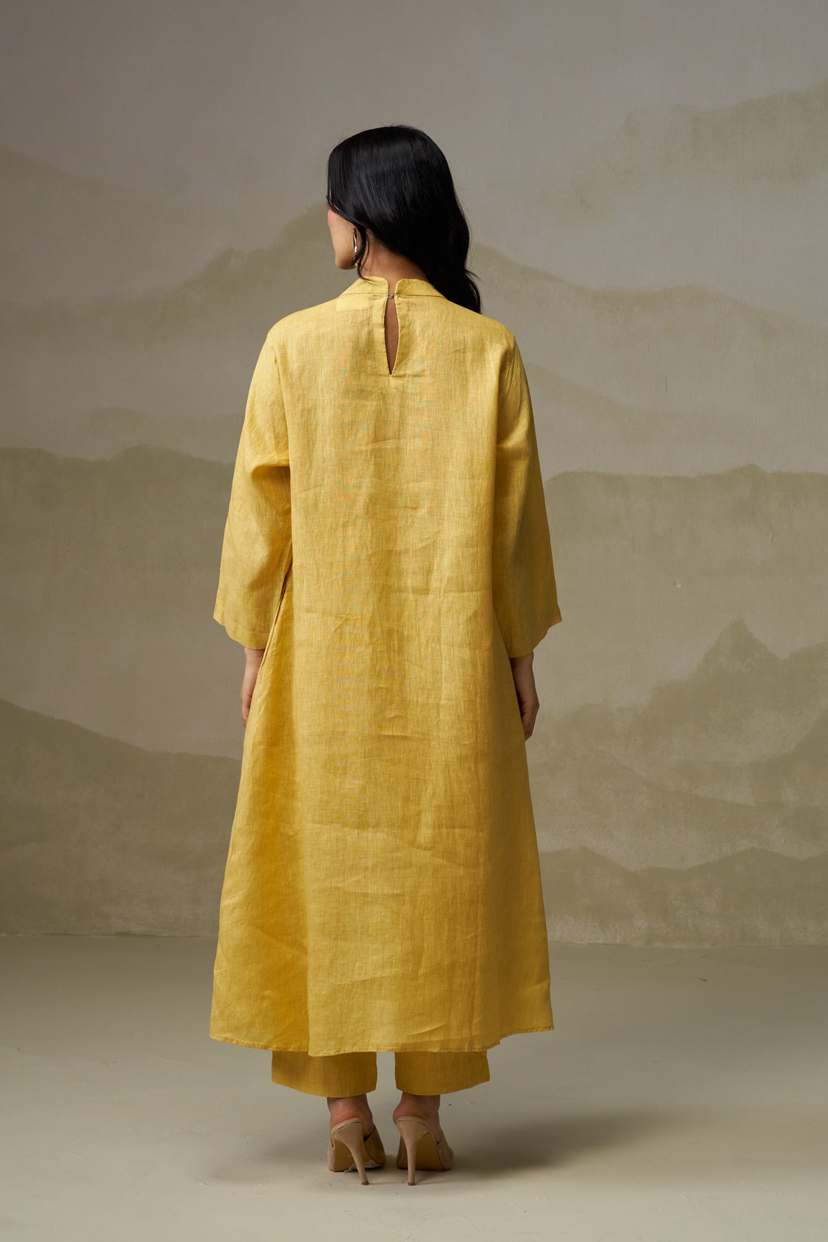 Naseebo Mustard Meadow Pleated Linen Co-ord Set