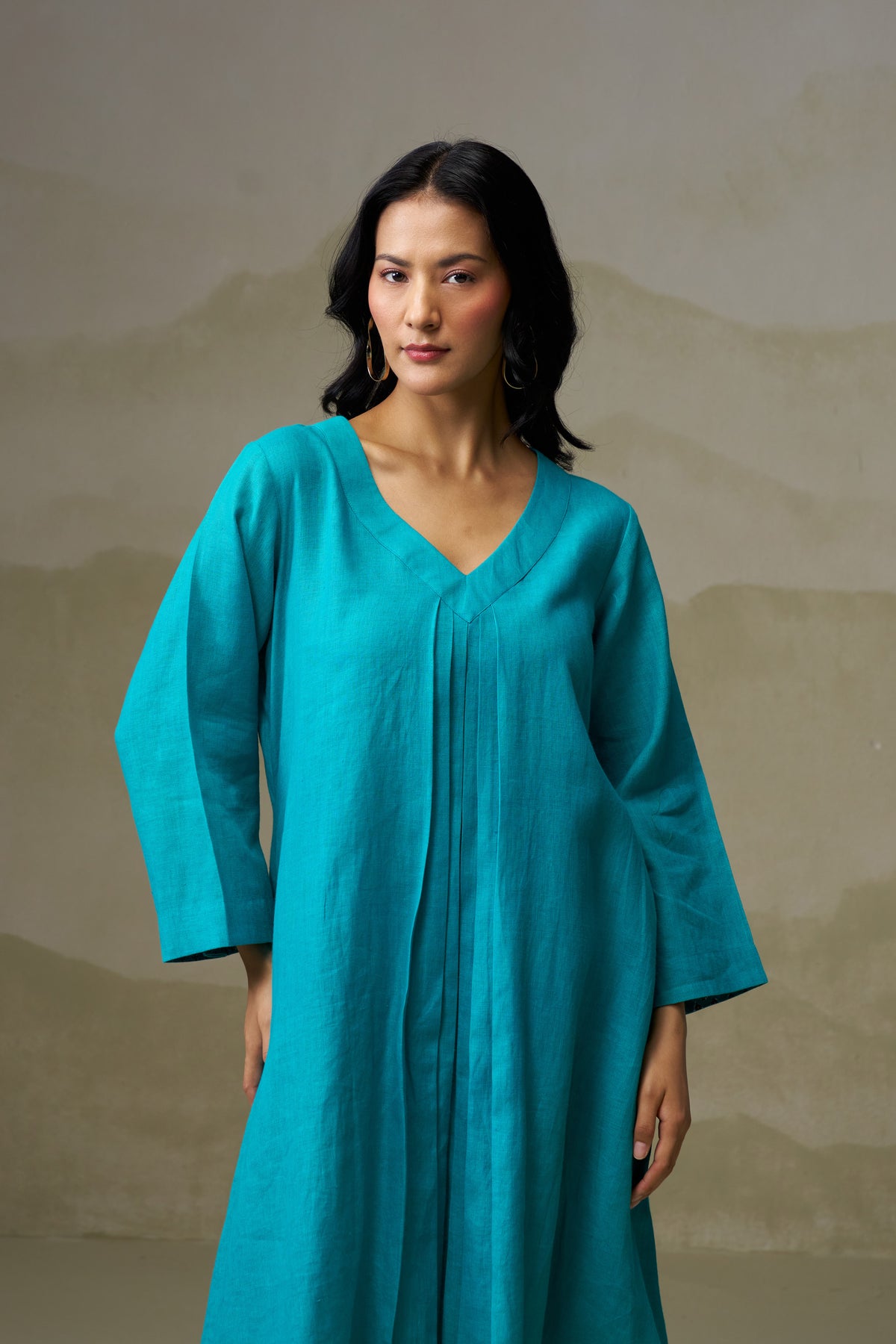 Naseebo Turquoise Linen Co-ord Set