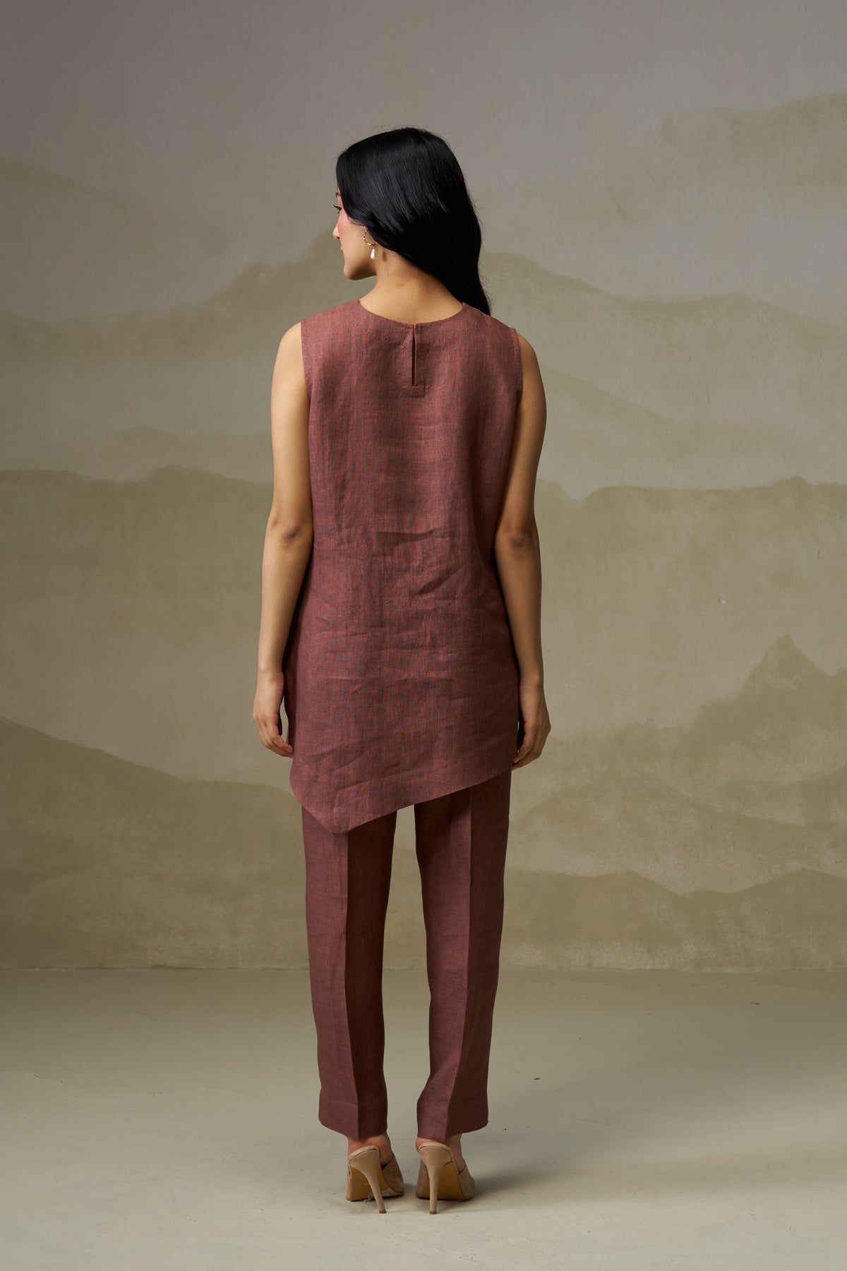 Naseebo Mocha Harmony Asymmetric Linen Co-ord Set