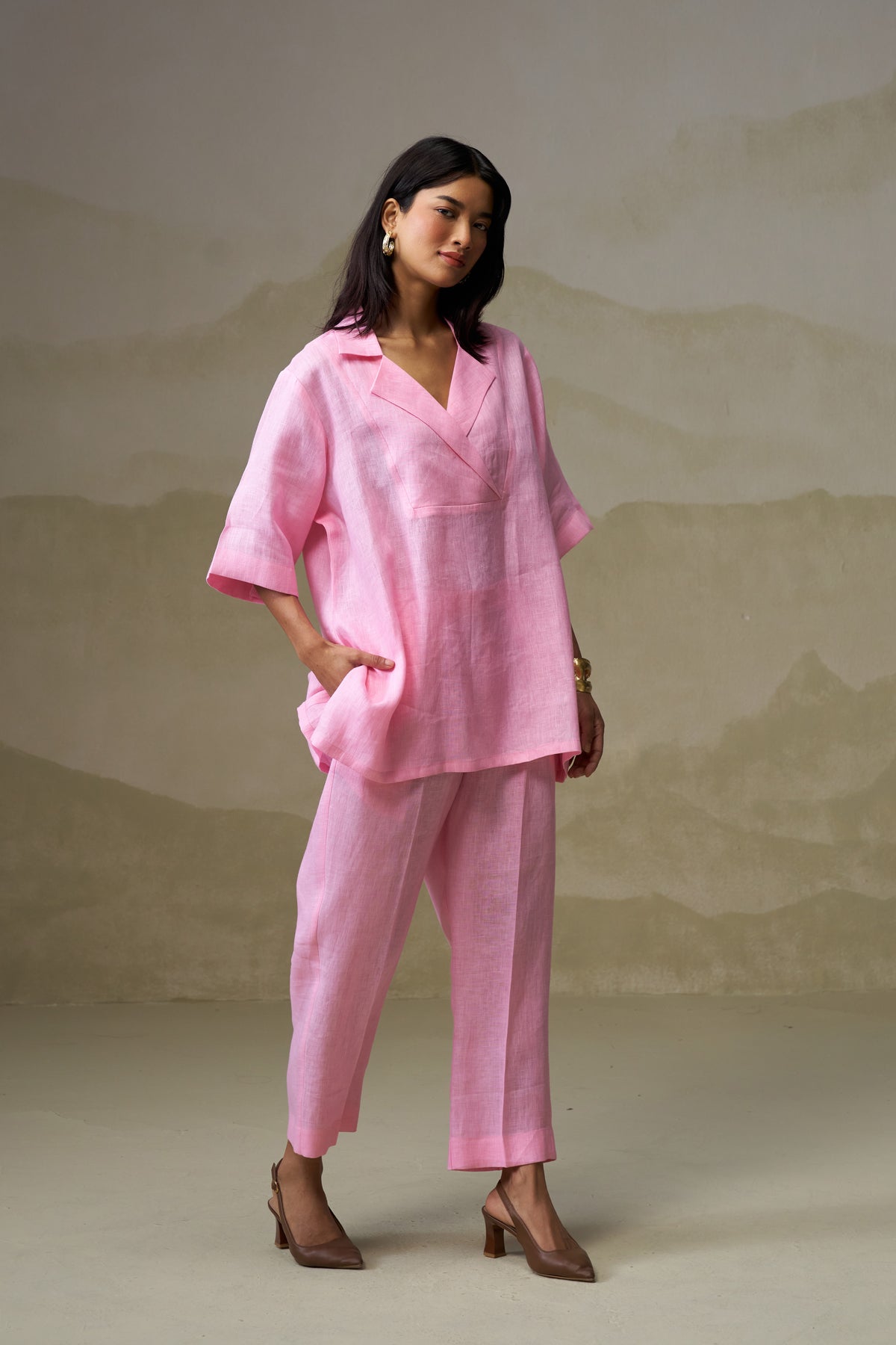 Naseebo Blossom Pink Linen Co-ord Set