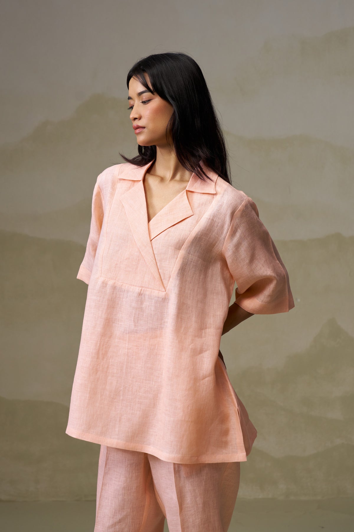 Naseebo Peachy Pink Linen Co-ord Set