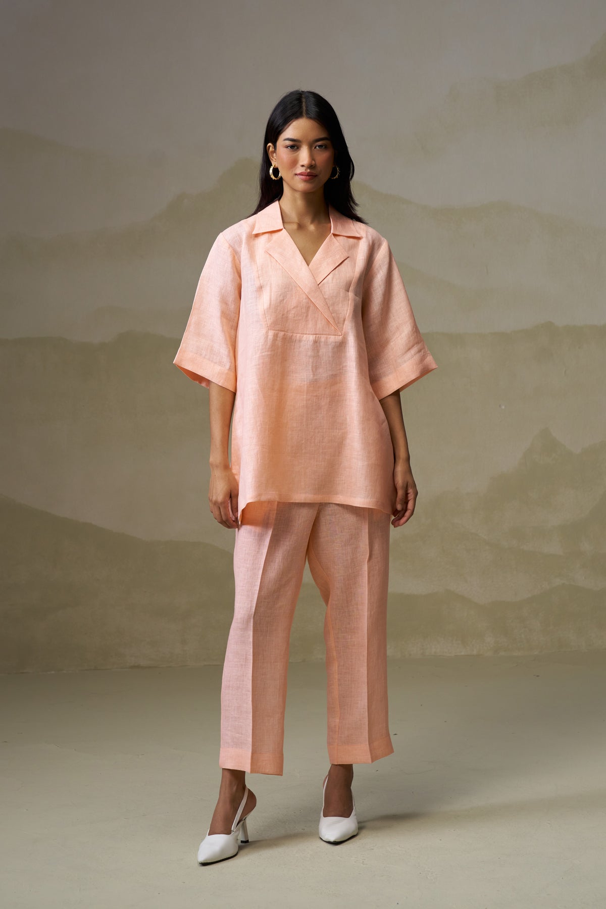 Naseebo Peachy Pink Linen Co-ord Set