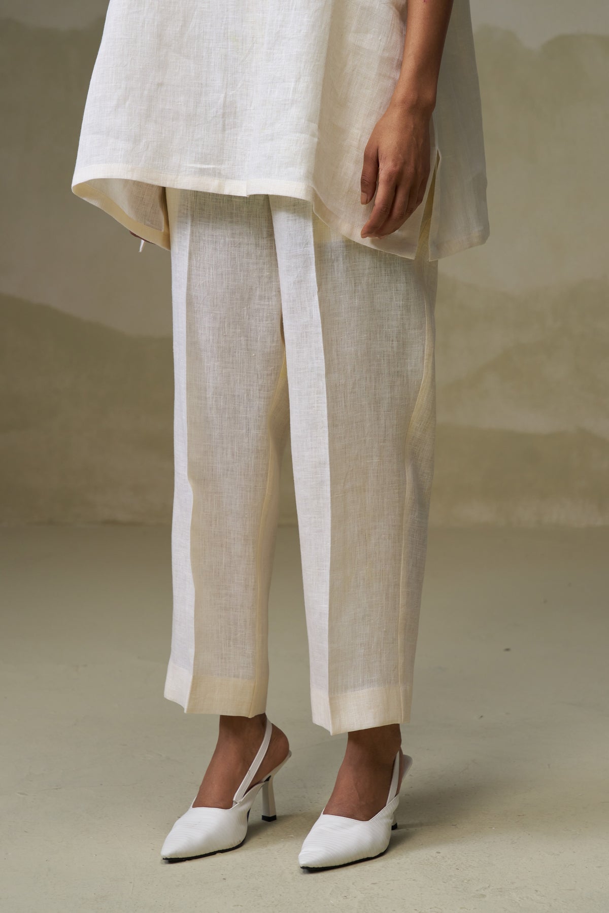 Naseebo Cloud White Linen Co-ord Set