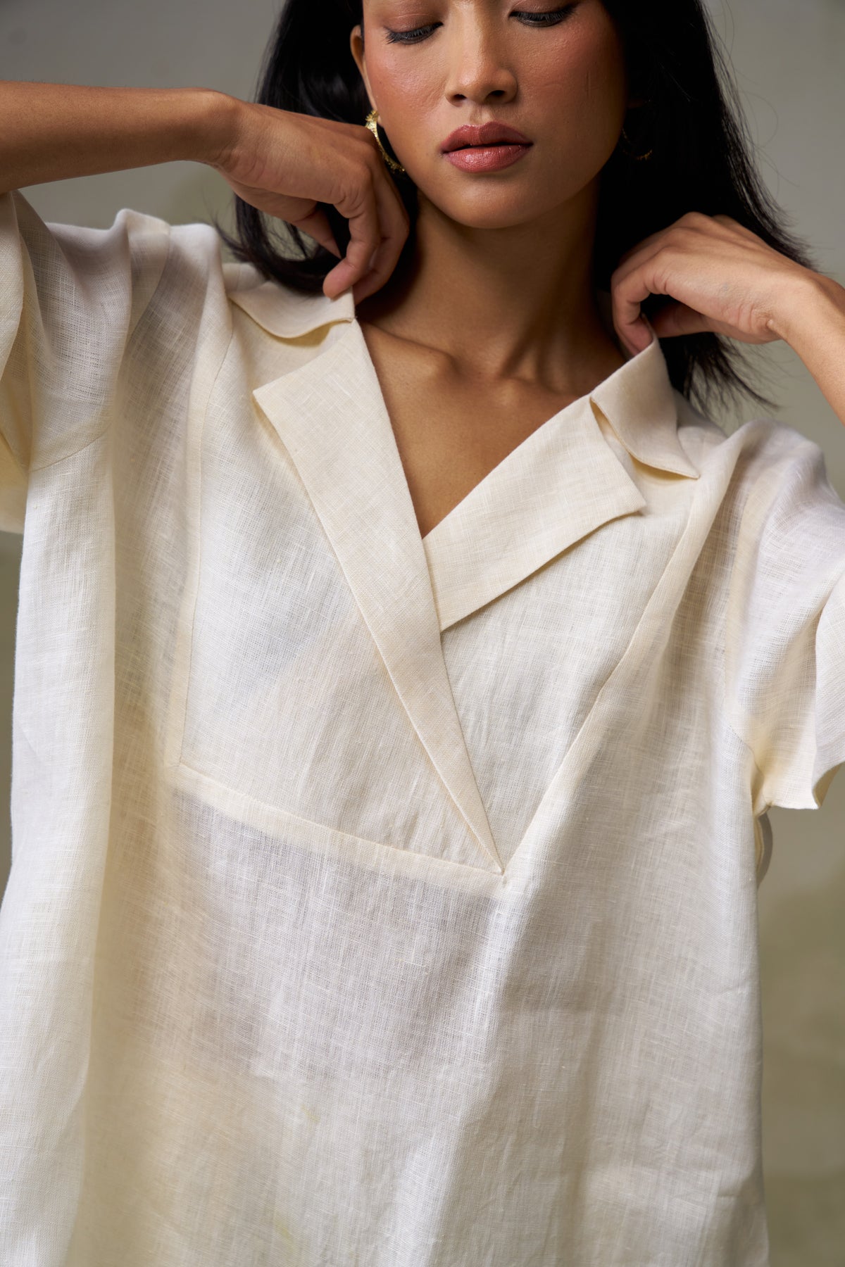 Naseebo Cloud White Linen Co-ord Set