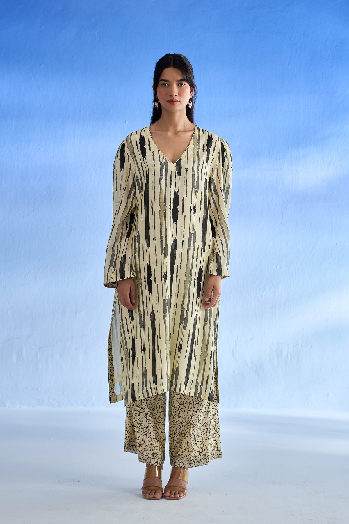 Naseebo Abstract Harmony Mulsatin Co-ord Set