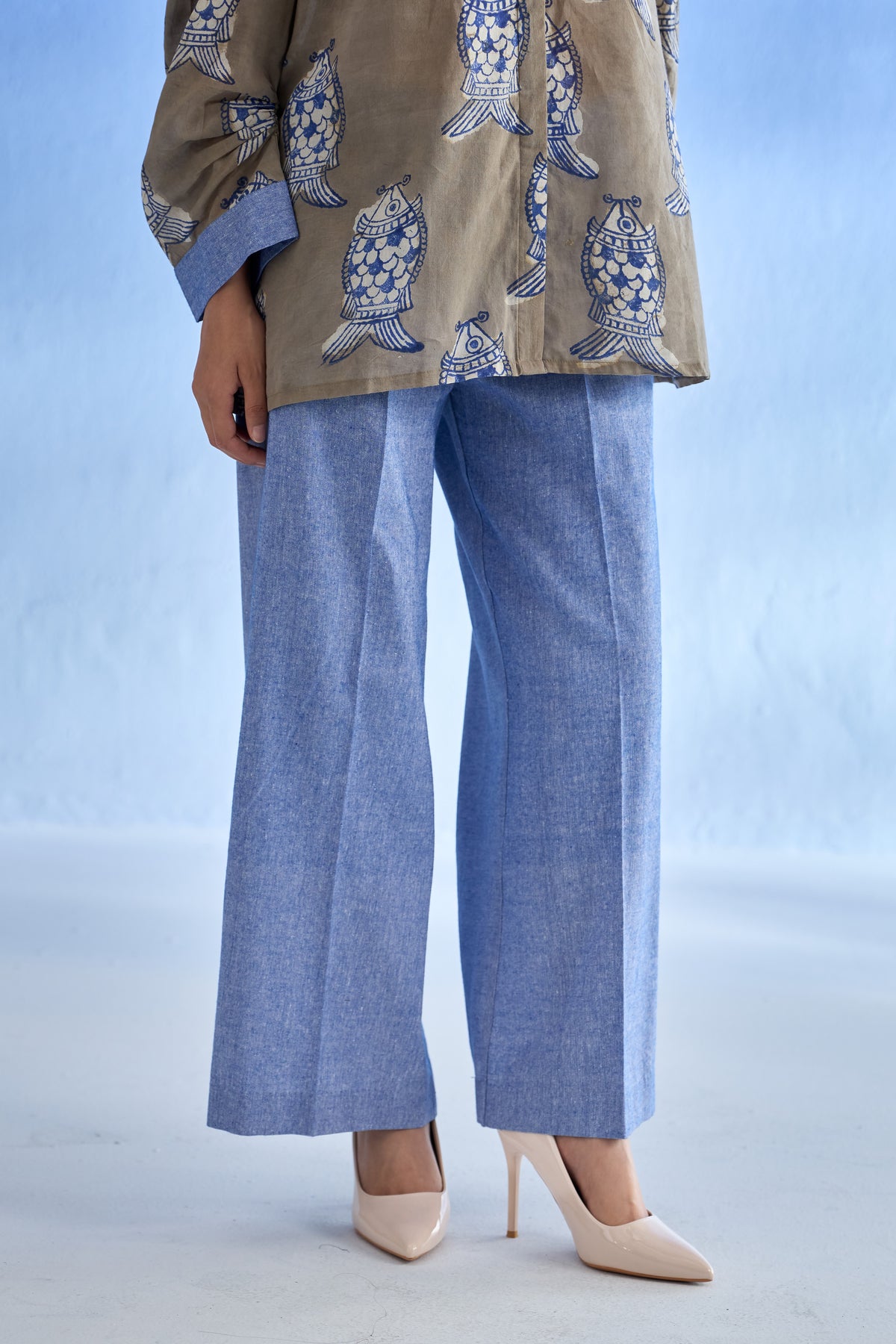 Naseebo Marine Motif Linen Co-ord Set