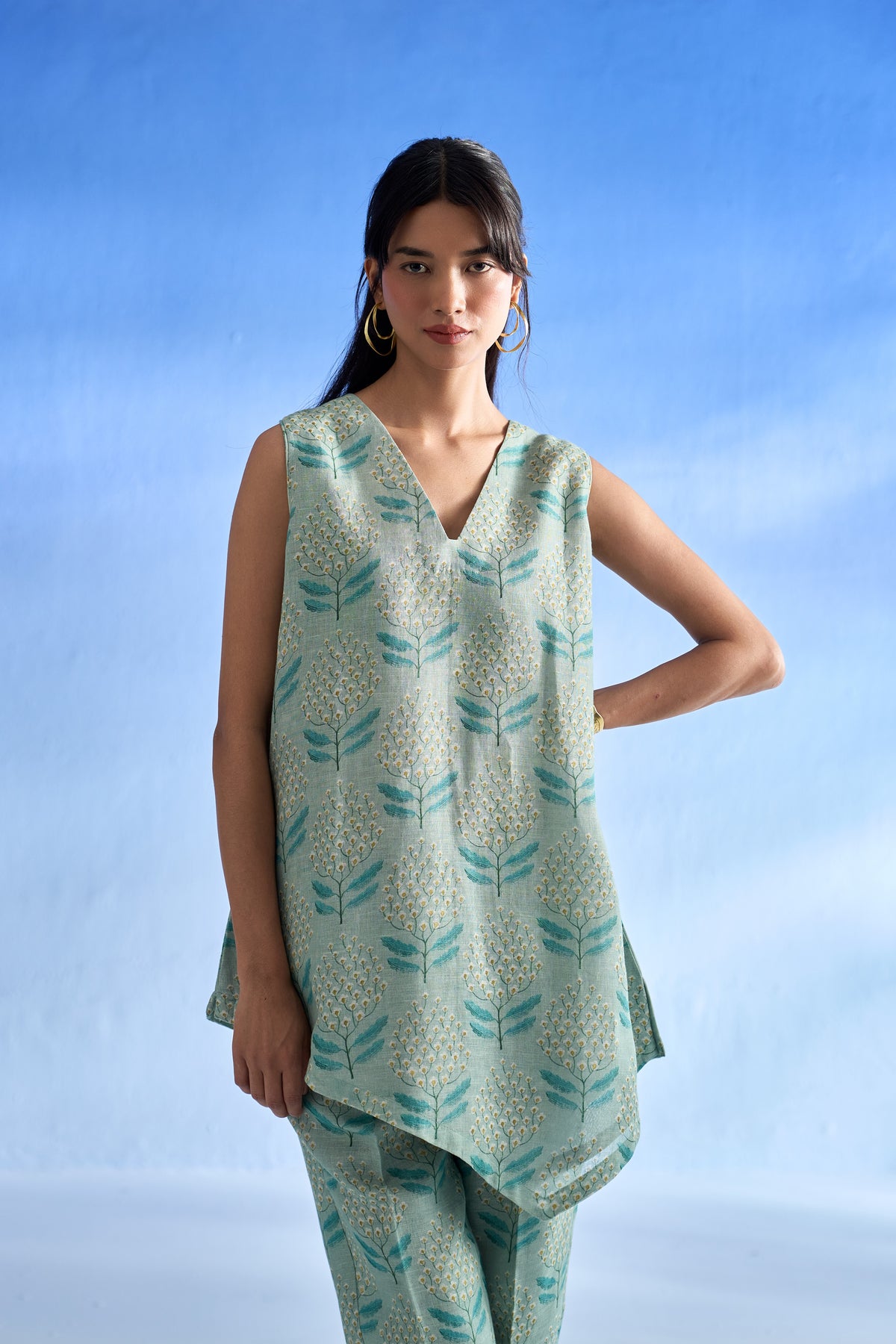 Naseebo Willow Mint Linen Co-ord Set