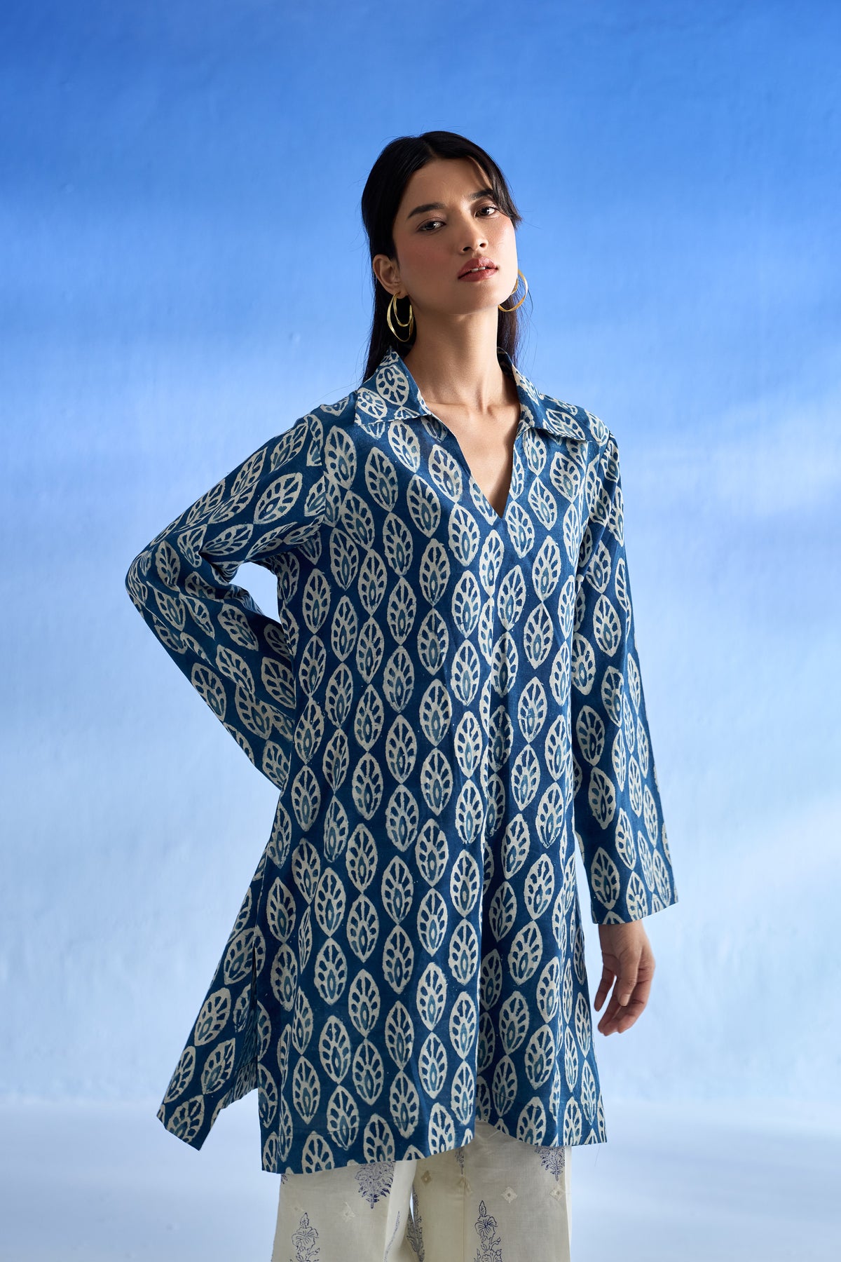 Naseebo Indigo Leaf Linen Co-ord Set