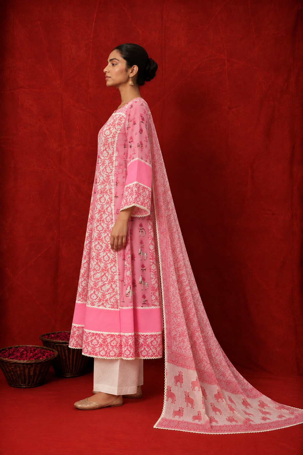 Naseebo Vrinda Hand Block Printed Anarkali Set
