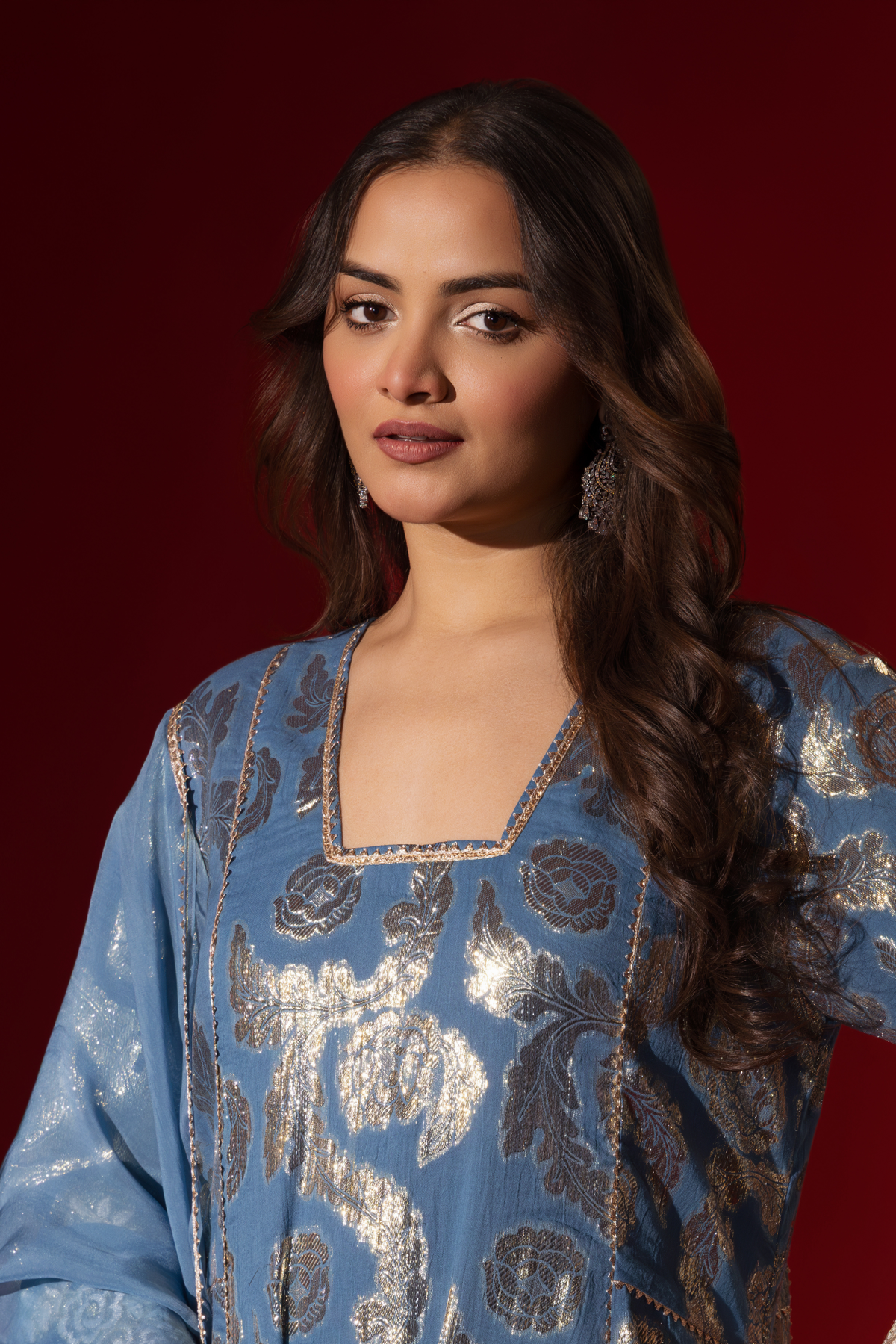 Naseebo Teal Majesty Shimmer Kurta Set