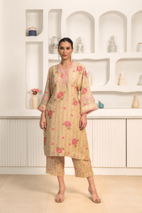 Naseebo Golden Bloom Linen Co-ord Set