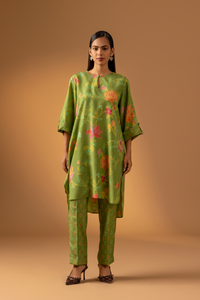 Naseebo Green Melody Muslin Coord Set