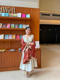 Eshita Singh in Naseebo Ivory Ember Silk Angrakha Kurta Set