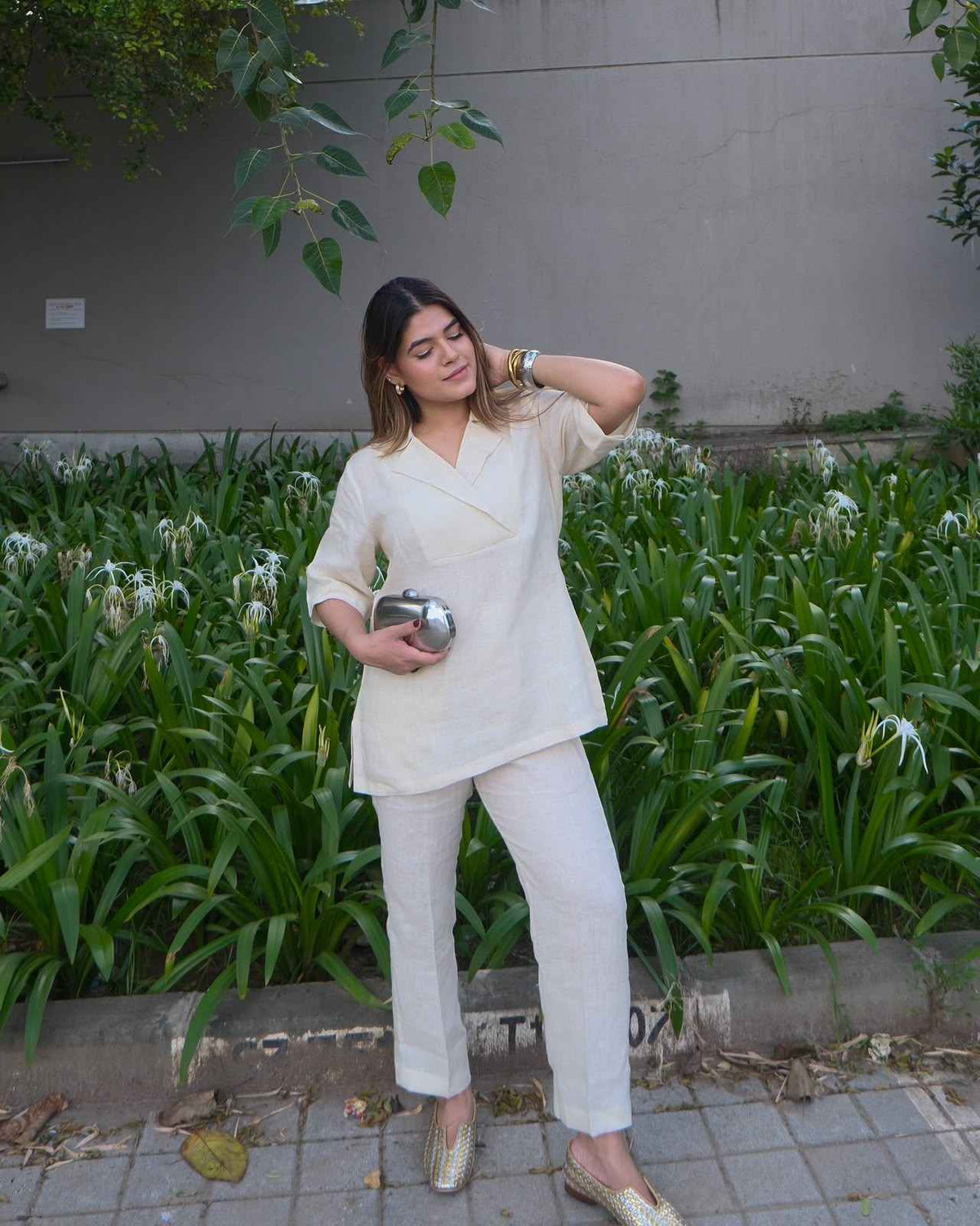 Kavya Bhosale in Naseebo Cloud White Linen Co-ord Set