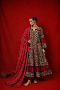 Naseebo Zohra Ajrakh Anarkali Set