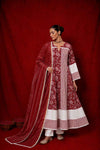 Naseebo Zareen Stripes Block Printed Anarkali Kurta Set