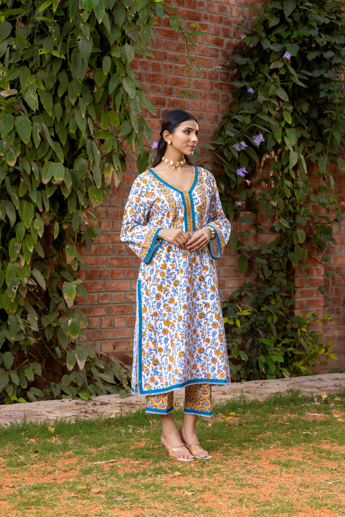 Naseebo Sunshine Symphony Hand Block Printed Cotton Kurta Set
