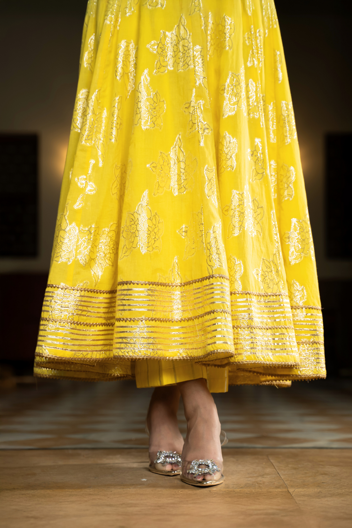 Naseebo Marigold Yellow Anarkali Kurta Set