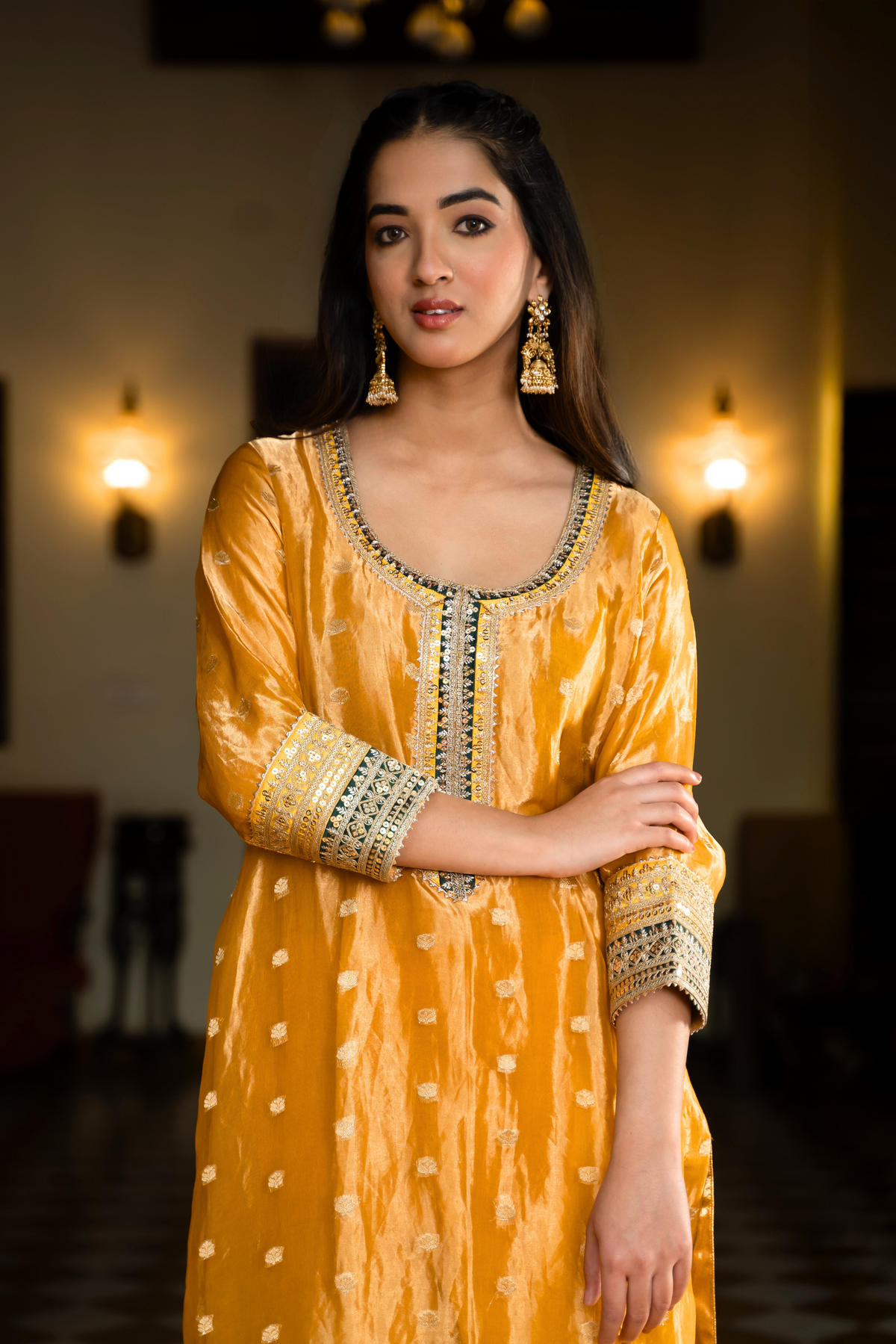 Naseebo Yellow Radiance Banarasi Silk Kurta Set