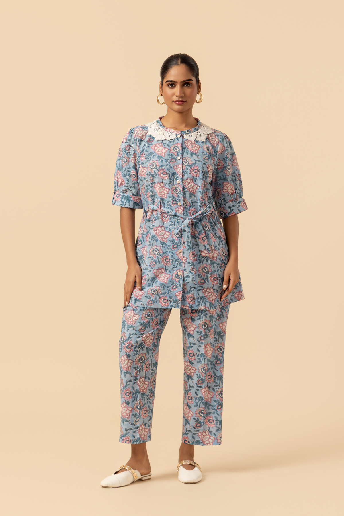 Naseebo Pastel Petal Cotton Co-ord Set