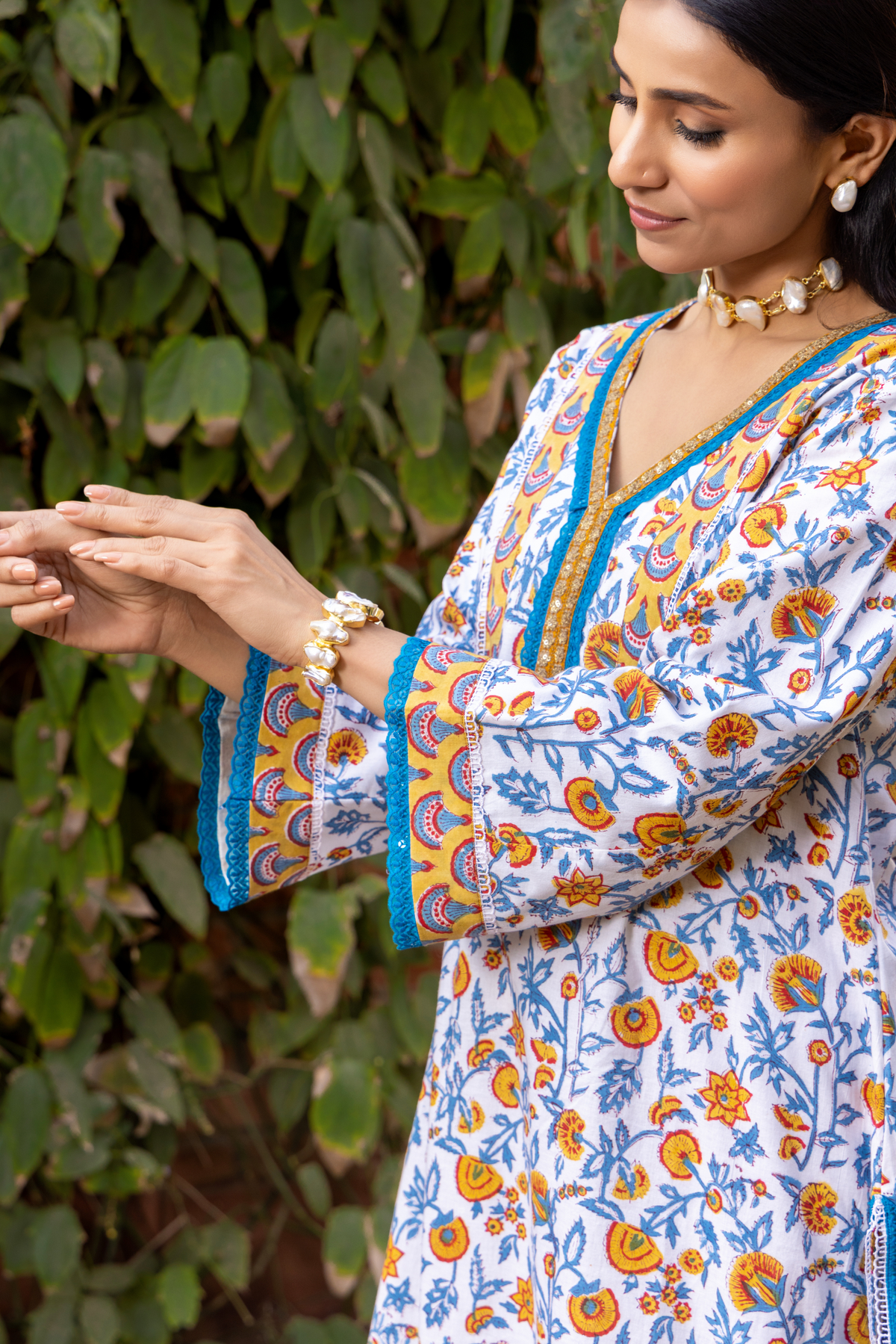 Naseebo Sunshine Symphony Hand Block Printed Cotton Kurta Set