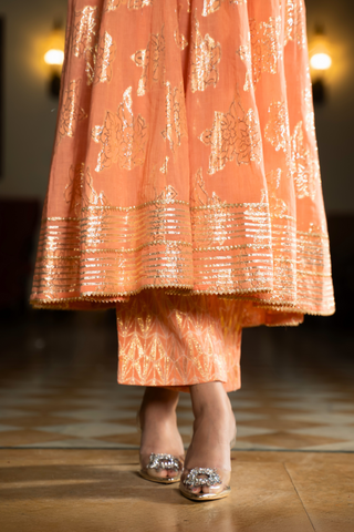 Naseebo Peach Blossom Anarkali Kurta Set