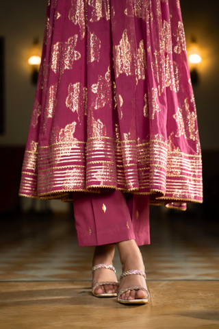 Naseebo Wine Luxe Anarkali Kurta Set