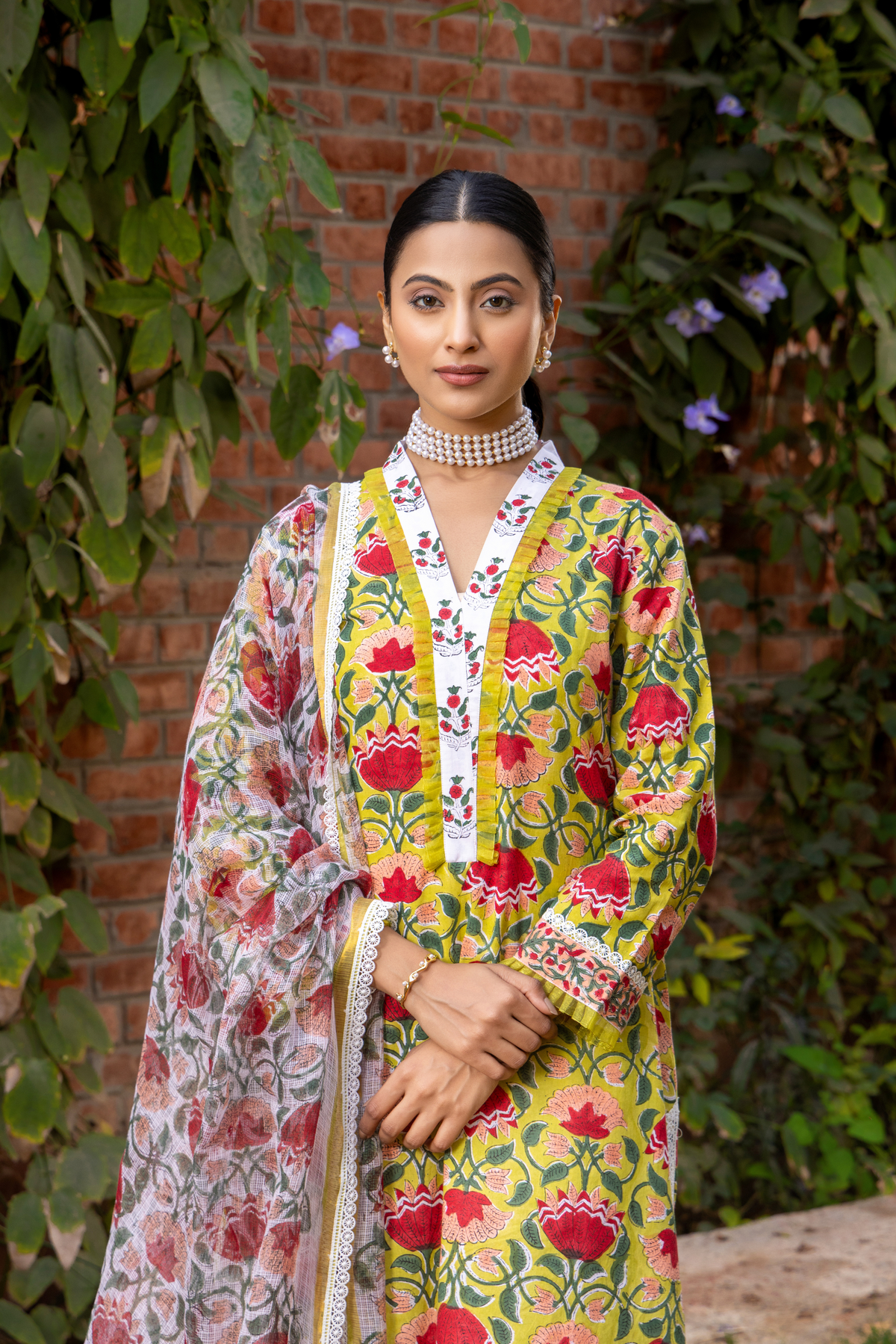 Harpreeth Suri in Naseebo Spring Glow Hand Block Printed Cotton Kurta Set