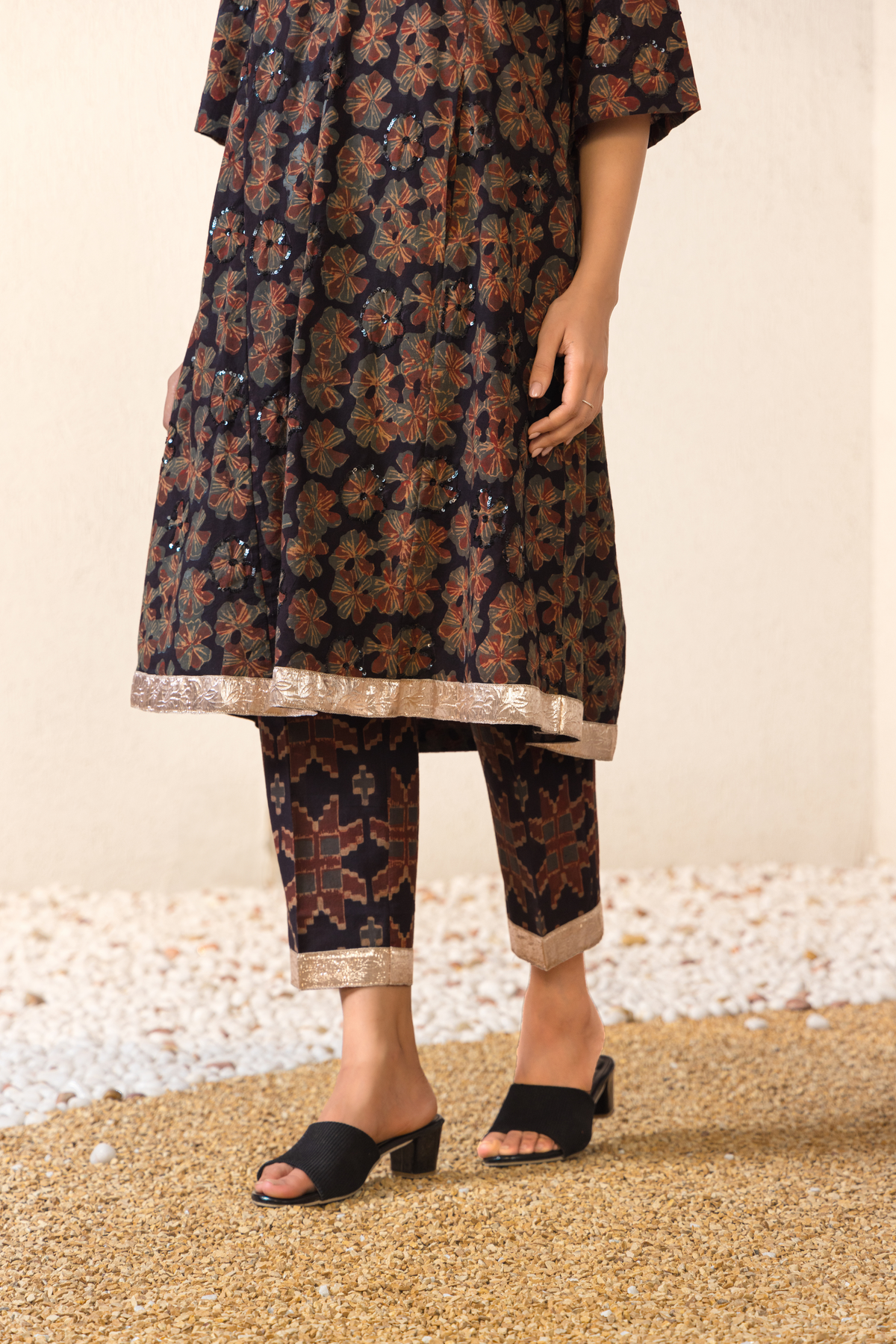 Twinkling Night Ajrakh Coord Set