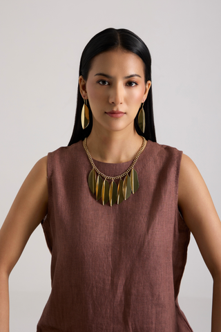 Mehreen Leaf Statement Necklace & Earrings Set