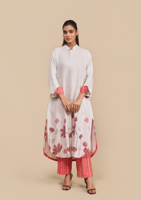 Naseebo Scarlet Bloom Linen Kurta Set