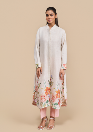 Naseebo Peone Blossom Garden Linen Kurta Set