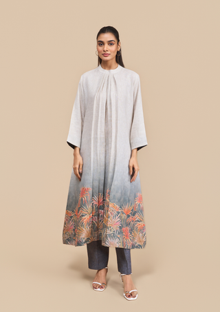 Naseebo Noir Botanical Gradient Linen Kurta Set