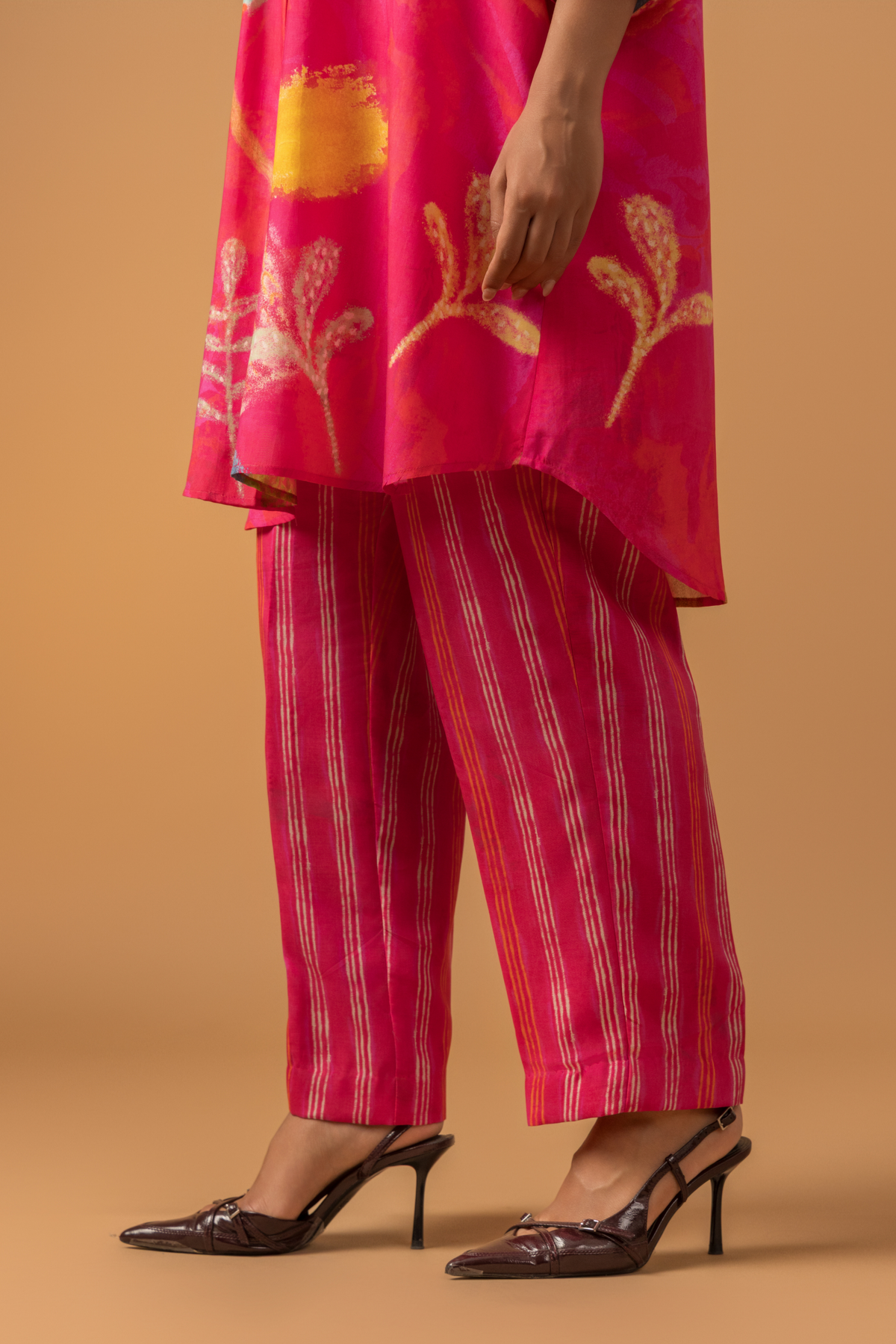 Naseebo Fuchsia Bloom Muslin Coord Set