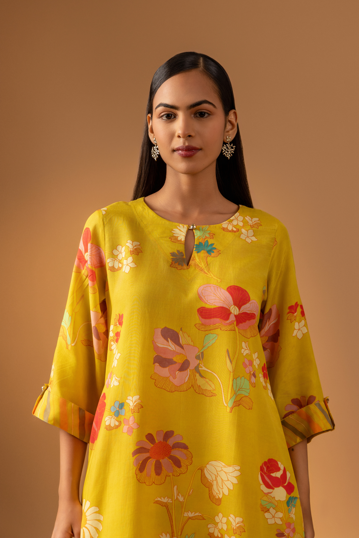 Naseebo Saffron Song Muslin Coord Set