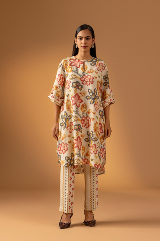 Naseebo Almond Haze Muslin Coord Set