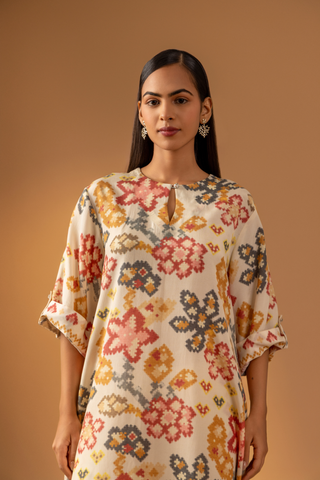Naseebo Almond Haze Muslin Coord Set